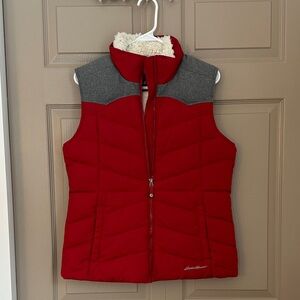 Eddie Bauer Red Vest with Gray Details